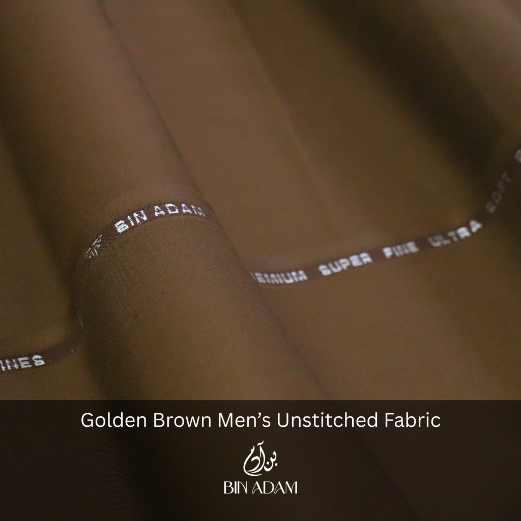 Golden Brown unstitched men’s salwar kameez fabric – Super Fine Ultra Soft premium wash and wear by Bin Adam Textiles
