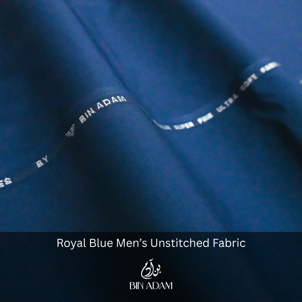 Royal Blue unstitched men’s salwar kameez fabric – Super Fine Ultra Soft premium wash and wear by Bin Adam Textiles