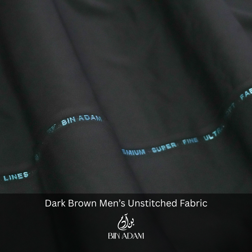 Dark Brown unstitched men’s salwar kameez fabric – Super Fine Ultra Soft premium wash and wear by Bin Adam Textiles