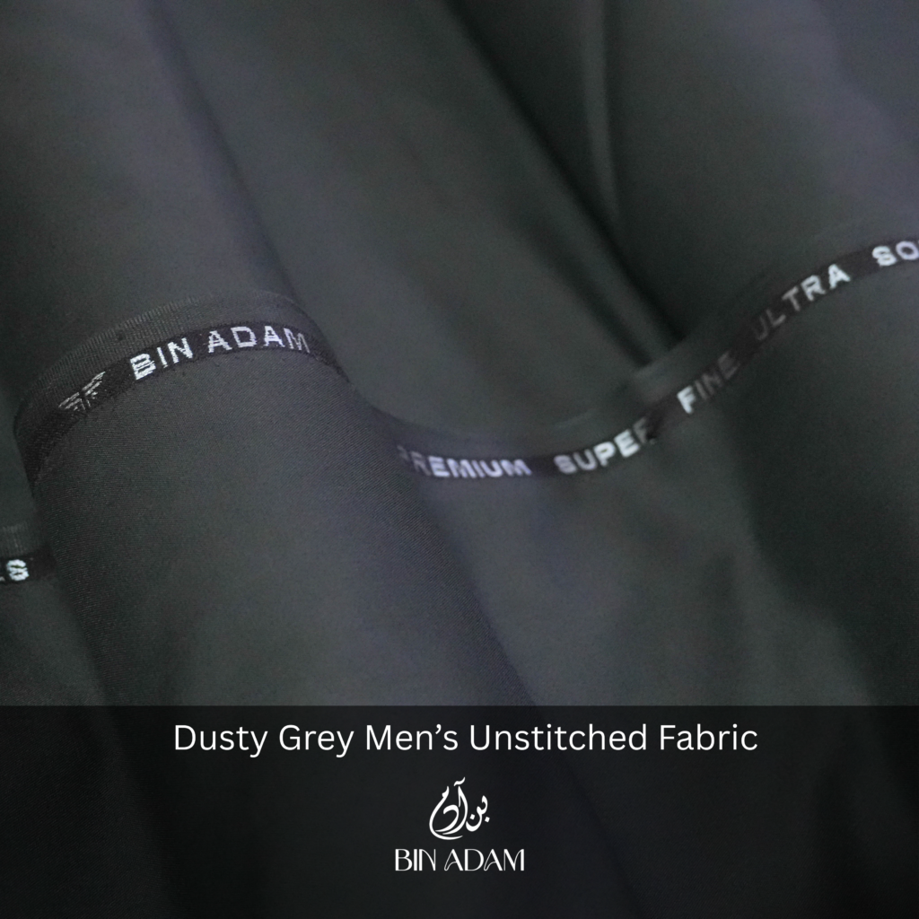 Dusty Grey unstitched men’s salwar kameez fabric – Super Fine Ultra Soft premium wash and wear by Bin Adam Textiles