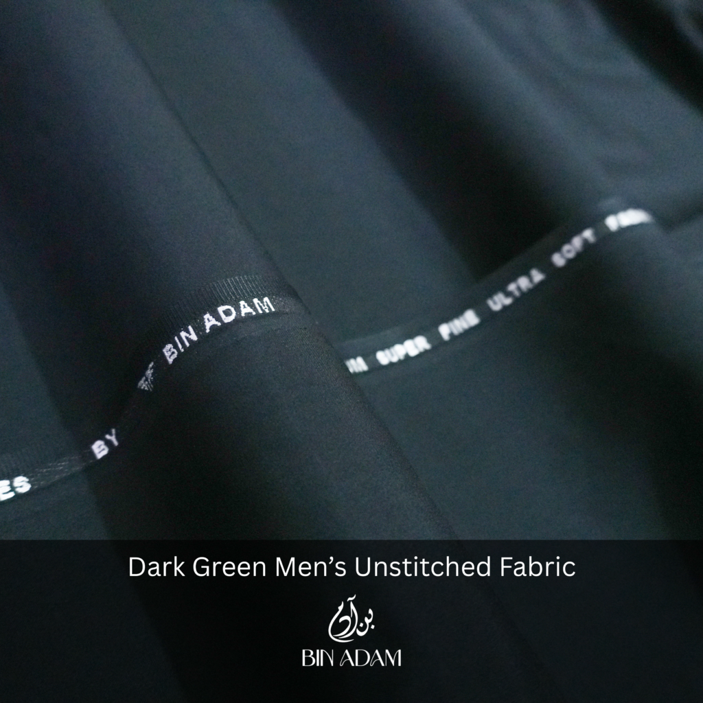 Dark Green unstitched men’s salwar kameez fabric – Super Fine Ultra Soft premium wash and wear by Bin Adam Textiles