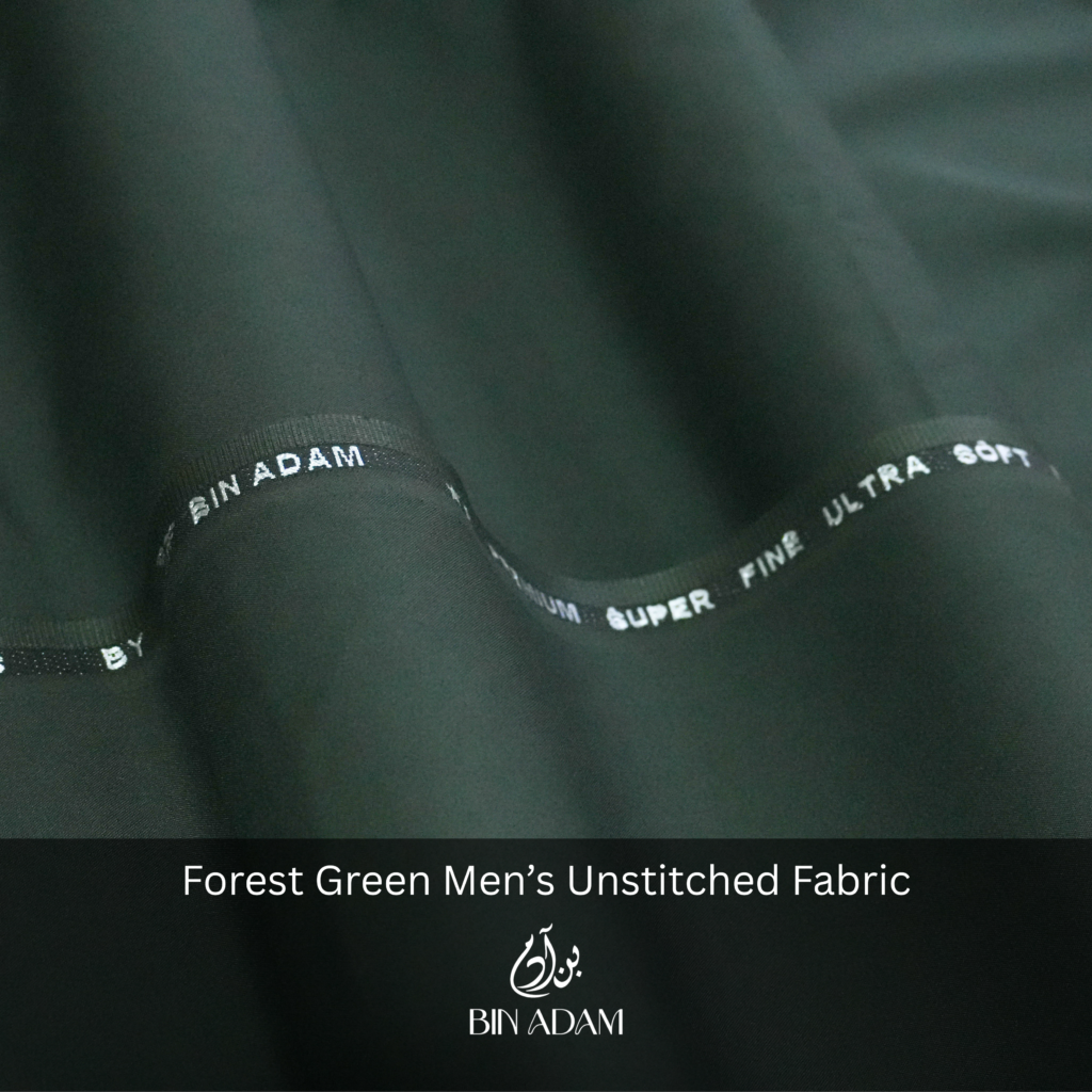 Forest Green unstitched men’s salwar kameez fabric – Super Fine Ultra Soft premium wash and wear by Bin Adam Textiles