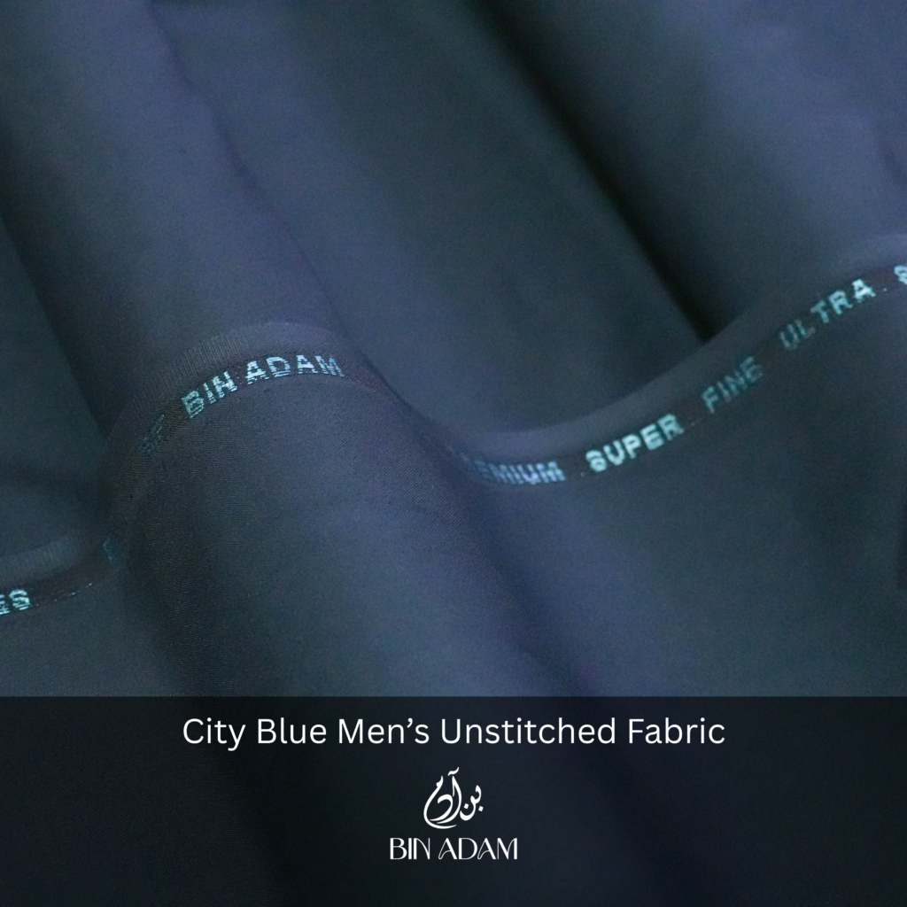 City Blue unstitched men’s salwar kameez fabric – Super Fine Ultra Soft premium wash and wear by Bin Adam Textiles